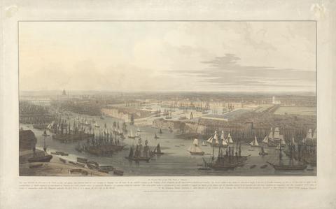 William Daniell An Elevated View of the New Dock in Wapping