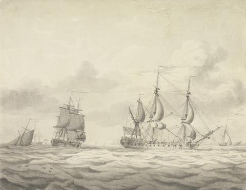 Charles Brooking Two Frigates before the Wind