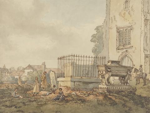 William Henry Hunt Bushey Churchyard with the Tombs of Edridge, Hearne and H. Monro