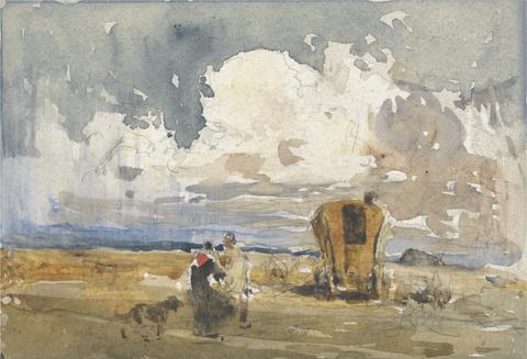 David Cox Landscape with Gypsies and Wagon