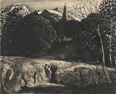 Samuel Palmer Cornfield and Church by Moonlight