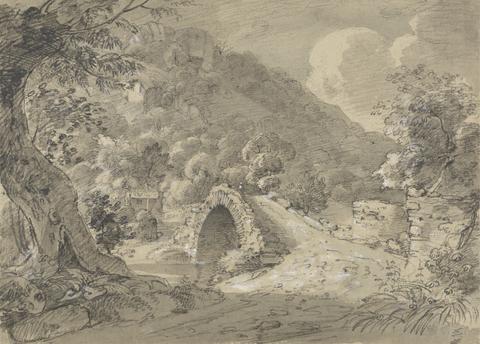 Isaac Weld Mountainous Landscape with a Bridge and House