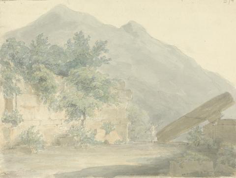 Sir Robert Smirke the younger Landscape of Stone Ruins and Mountains Views