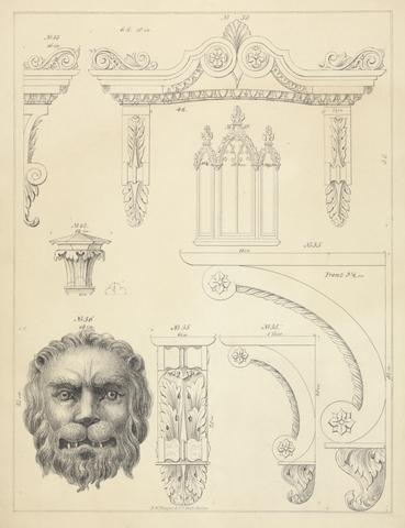 Designs for Architectural Ornamentation: Doorways, Windows and a Lion's Head