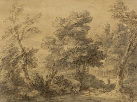Thomas Gainsborough RA Wooded Landscape with Shepherd and Sheep