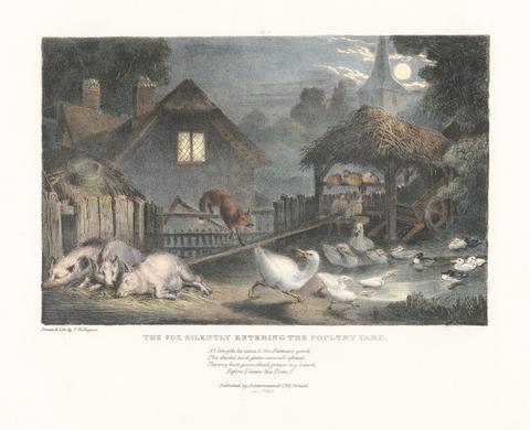 Thomas Mann Baynes Set of six with printed wrapper, Plate 3: The Fox Silently Entering the Poultry Yard