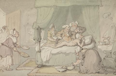Thomas Rowlandson 'The Doctor is so Severely Bruised that Cupping is Judged Necessary'