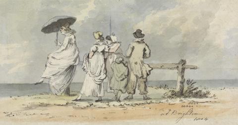 John Nixon At Brighton, 1804: Three Women, Child and Man Looking Out to Sea