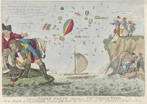 Isaac Cruikshank Bonne Farte Raising a Southerly Wind, or a Sketch of the Inteded Invasion Found at the Door of Brooks's in St. James's Street (from: Caricature, vol. 3)