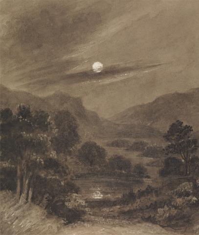 Nocturnal View of Mountainous Landscape with River