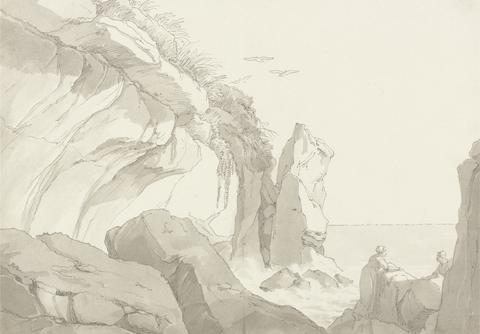 John White Abbott The Warren Near Exmouth, Devon: Figures on Rocks at the Sea's Edge