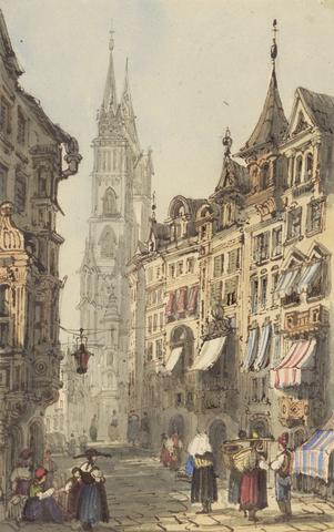 unknown artist Volume of 21 watercolors and two hand touched lithographs of continental scenes