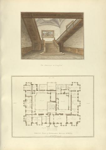John Buckler FSA a. The Staircase at Longleat / b. Ground Plan of Longleat House, Wiltshire
