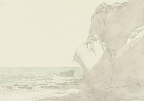 John White Abbott The Warren near Exmouth, Devon: Steep Cliffs Rising at Right, Sea and Rocky Shore at Left