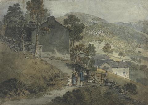James Ward Landscape with Cottages and Figures