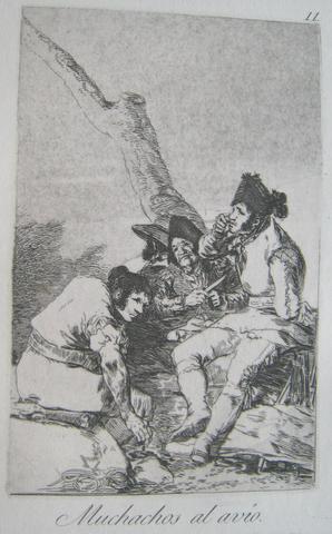 Francisco Goya, Muchachos al avío. (Lads Making Ready.), pl. 11 from the series Los caprichos, 1797–98 (edition of 1881–86)