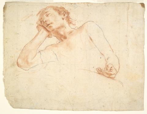 Unknown, Study of a Male Leaning Back on his Right Arm, n.d.