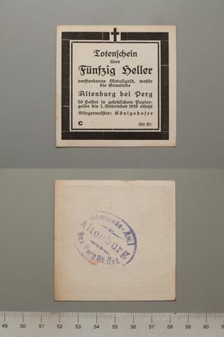 Altenburg bei Perg, 50 Heller from Altenburg bei Perg, Notgeld, 1920