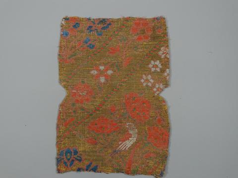 Unknown, Textile Fragment with Birds in Rose Bushes, 19th century