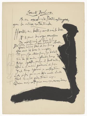 Pablo Picasso, Soneto burlesco (Burlesque Sonnet), from the book Vingt Poèmes de Góngora (Twenty Poems by Góngora), by Luis de Góngora y Argote, 1947, pub. 1948
