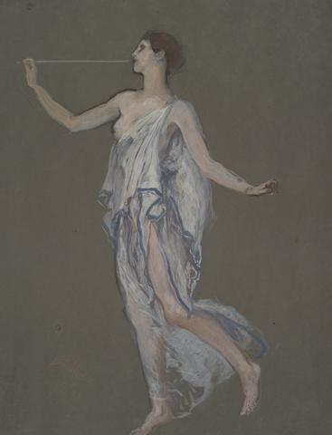 Edwin Austin Abbey, Figure study for the figure of Fame(?) in "The Reading of the Declaration of Independence," study for mural for the state capitol building in Harrisburg, Pennsylvania, 1902-1911 (idea abandoned posthumously by Mrs. Abbey and John Singer Sargent), n.d.