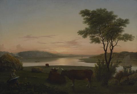 Fitz Henry Lane, New England Inlet with Self-Portrait, 1848