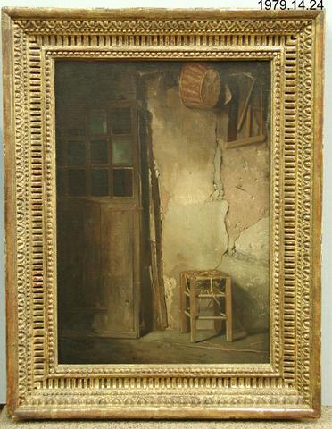 James Wells Champney, Interior Corner--Door and Rush-Seat Stool, 19th century