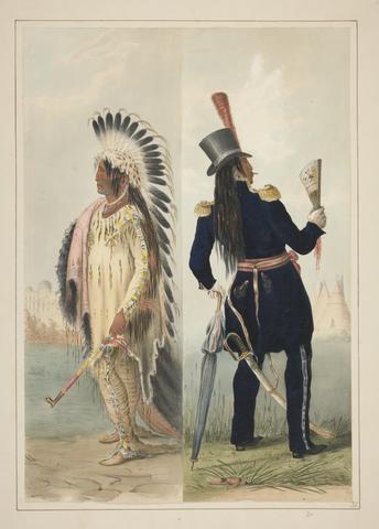 George Catlin, Wi-Jun-Jon, An Assinneboin Chief, pl. 25 from the North American Indian Portfolio, 1844