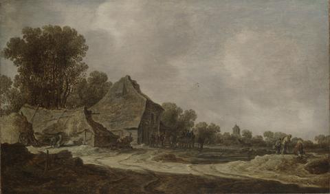 Jan van Goyen, A Sandy Road with Thatched Cottages, 1633