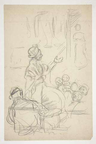 Edwin Austin Abbey, Group of figures - (unidentified illustration) ("Aunt Eunice"?), n.d.