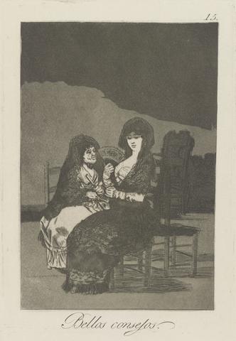 Francisco Goya, Bellos consejos. (Pretty Teachings.), pl. 15 from the series Los caprichos, 1797–98 (edition of 1881–86)