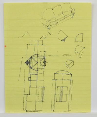 Charles Gwathmey, Couch and geometric sketches, ca. 1987