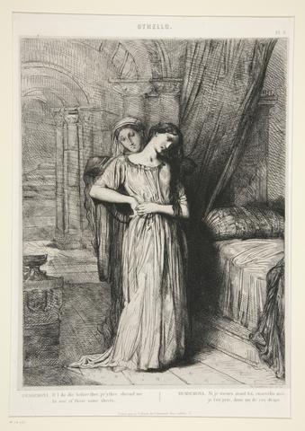 Théodore Chassériau, "Desdemona," pl. 8 from Othello (Act IV, Scene III), 1844
