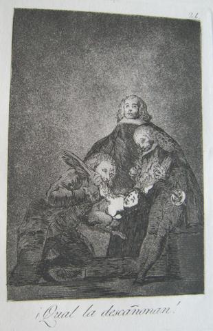 Francisco Goya, ¡Qual la descañonan! (How They Plucked Her!), pl. 21 from the series Los caprichos, 1797–98 (edition of 1881–86)