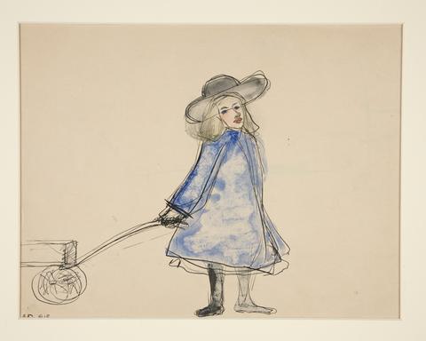 Charles Demuth, Girl Pulling Wagon (Plain Girl in Blue Dress) (recto); Sketch of a Man (verso), 1910
