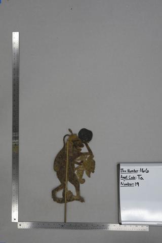 Shadow Puppet (Wayang Kulit) of Wenara or Monyet membawa buah semangka, early 20th century