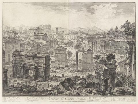 Giovanni Battista Piranesi, Veduta di Campo Vaccino (View of the Campo Vaccino [the Forum Romanum, from the Capitoline Hill]), from Vedute di Roma (Views of Rome), 1775 (1757?)