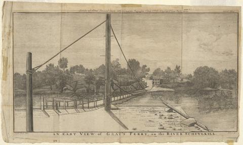 James Trenchard, An East View of Gray's Ferry, on the River Schuylkill, 1787