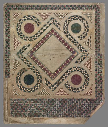 Unknown, Cosmati opus sectile panel with inscription from a Roman sarcophagus (reused) on the reverse, mid–2nd century and 12th century