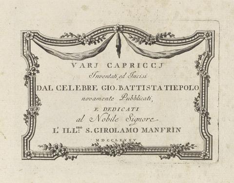 Giovanni Battista Tiepolo, Title Page, from Vari capricci (Various Capriccios), 1785