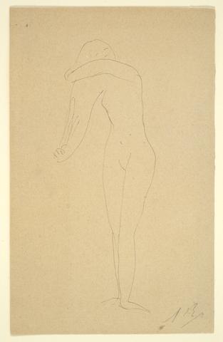 Auguste Rodin, Study of nude (standing, combing her hair), n.d.