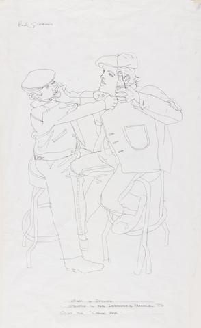 Red Grooms, Glen and Daniel Standing in for de Kooning and Pollock [Study for Cedar Bar], 1986