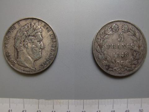 Joseph François Domard, 5 Francs from France, 1848