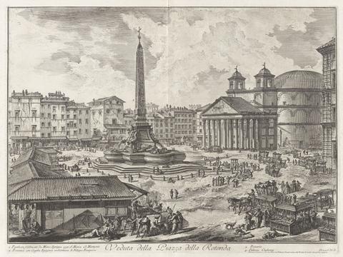 Giovanni Battista Piranesi, Veduta della Piazza della Rotunda (View of the Piazza della Rotonda [with the Pantheon in the background]), from Vedute di Roma (Views of Rome), 1751