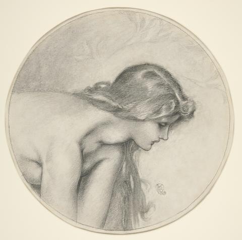 PK or KP, Profile sketch of a young girl, 1909