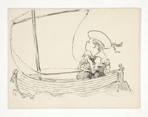 Edwin Austin Abbey, Unidentified illustration [Boy in a small boat], 19th century