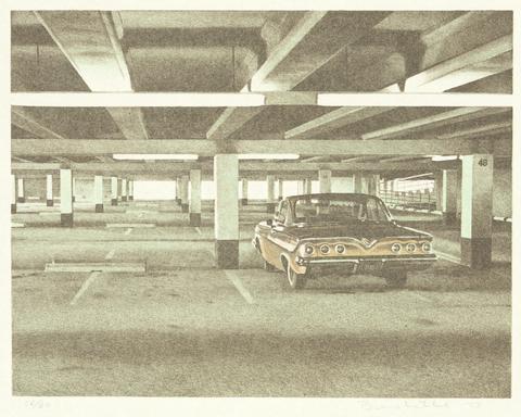 Robert Bechtle, Four Chevies (car in parking lot), 1973