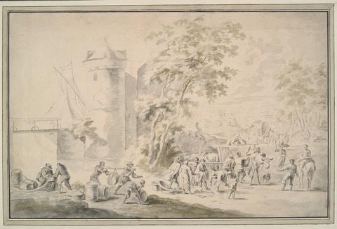 Unknown, Marketing Near a Castle, mid–late 17th century