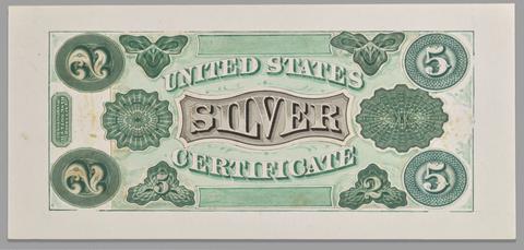 Excelsior Bank Note Company, 2/5 Dollar Silver Certificate Composite Essay Back Proof , 1900