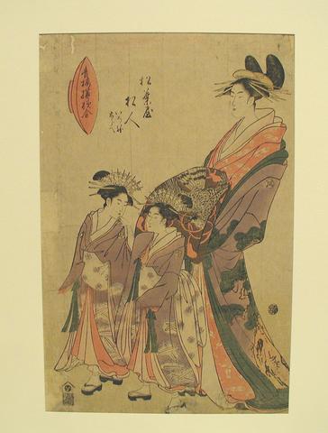 Chōkōsai Eishi, Courtesan from Matsubaya and two attendants, 18th century